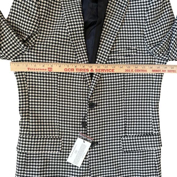 Alain Dupetit Blazer 2 Button Suit Coat Men 38L Black White Herringbone NWT - Picture 6 of 11